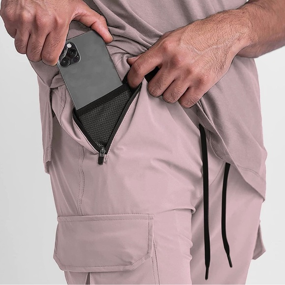 Mens Lightweight Joggers, Athletic Cargo Pants, Slim Workout Pants with Pockets - Picture 3 of 7